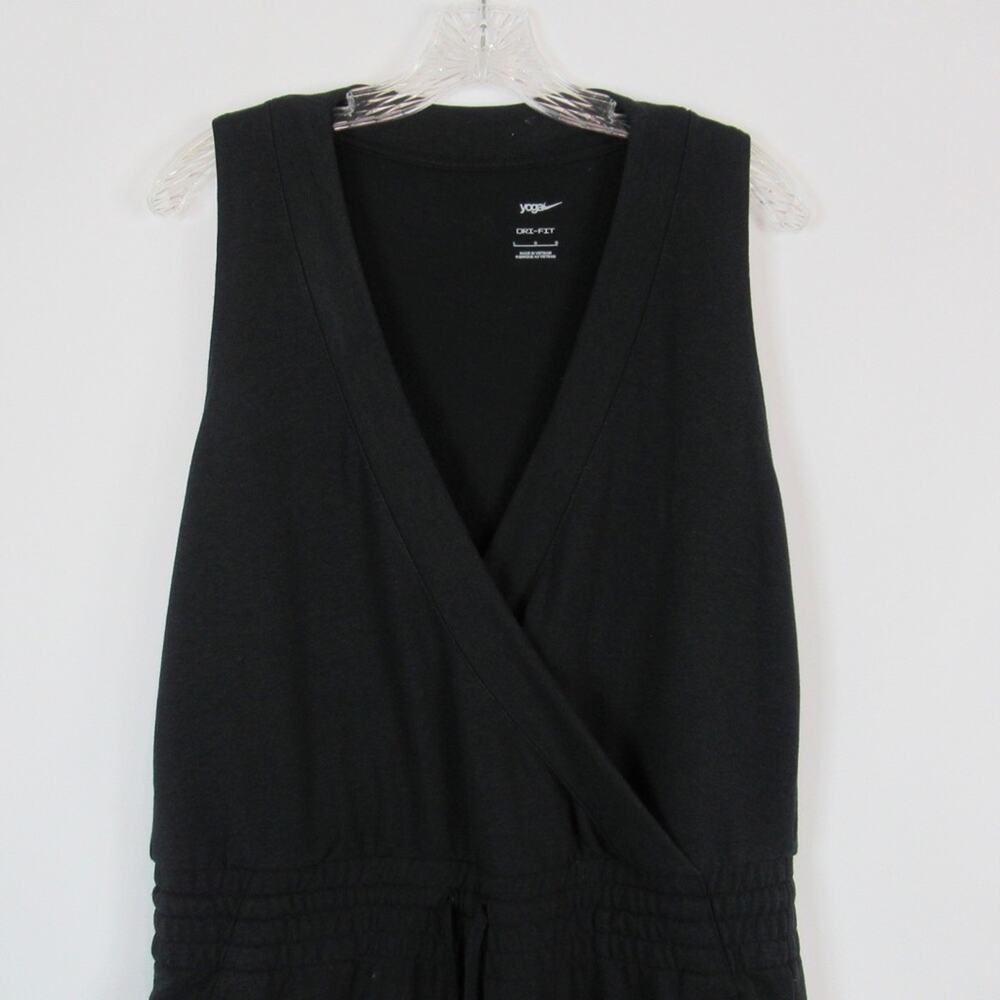 NIKE Yoga Cropped Wide Leg Jumpsuit in Black Dri-Fit French Terry - Size Large - Picture 3 of 12